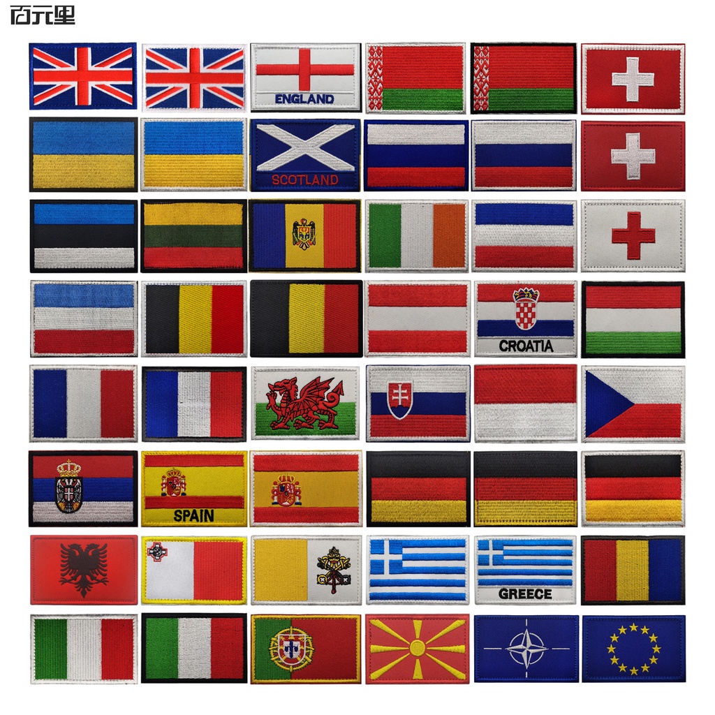 Taifeng Ready Stock European Flag Badge Cloth Label EU NATO United Kingdom Germany Czech Velcro Armband Embro