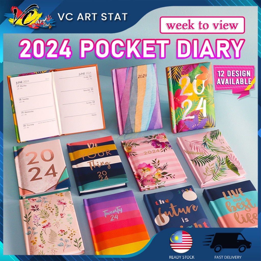 VC Art Pocket Size Mini Diary Planner 2024 Weekly View Fancy Calendar Stationery