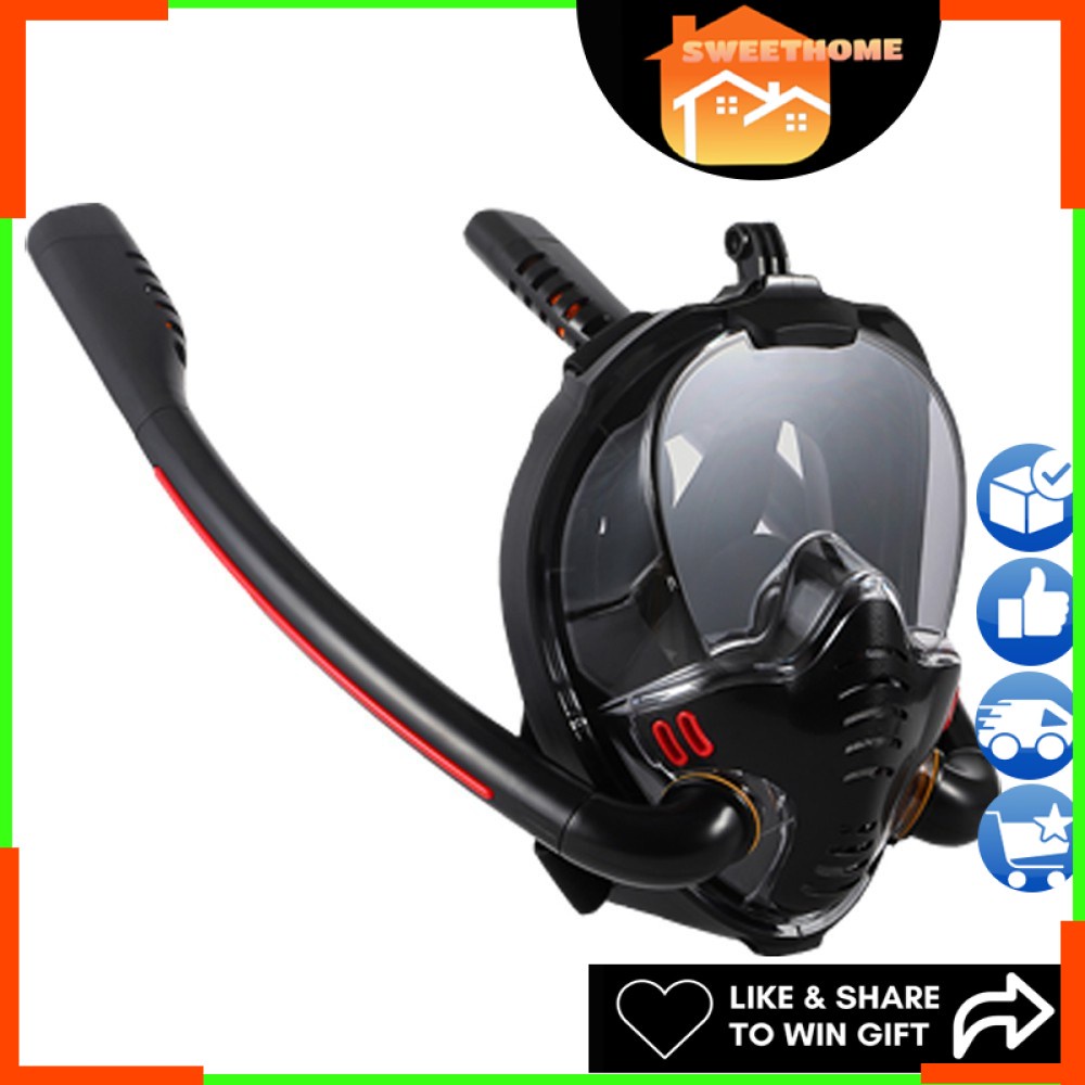 Snorkeling Mask Tube T11 DOUBLE Tube Silicone Full Diving Mask Adults Swimming Diving Goggles Self Contained Underwater