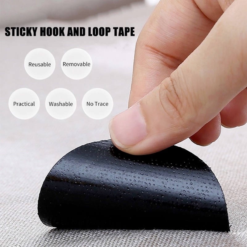 Anti-slip Sofa Mat Carpet Fastener Velcros Adhesive Strong Self Adhesive Velcro Dot Double-sided Fixed Velcro Tape Anti-