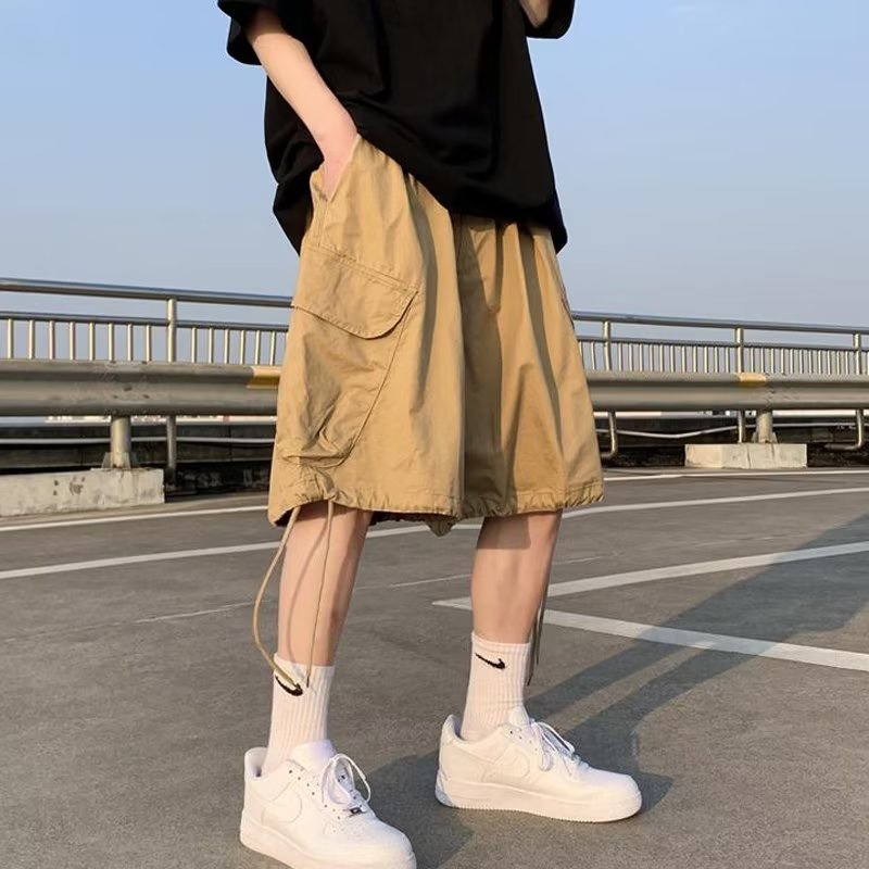 2024 New Men's Summer High-Quality Straight cut Solid Color Casual Shorts Cotton Korean style Fashion Multi-pocket cargo Shorts Simple Loose Stretch Sports Short pants