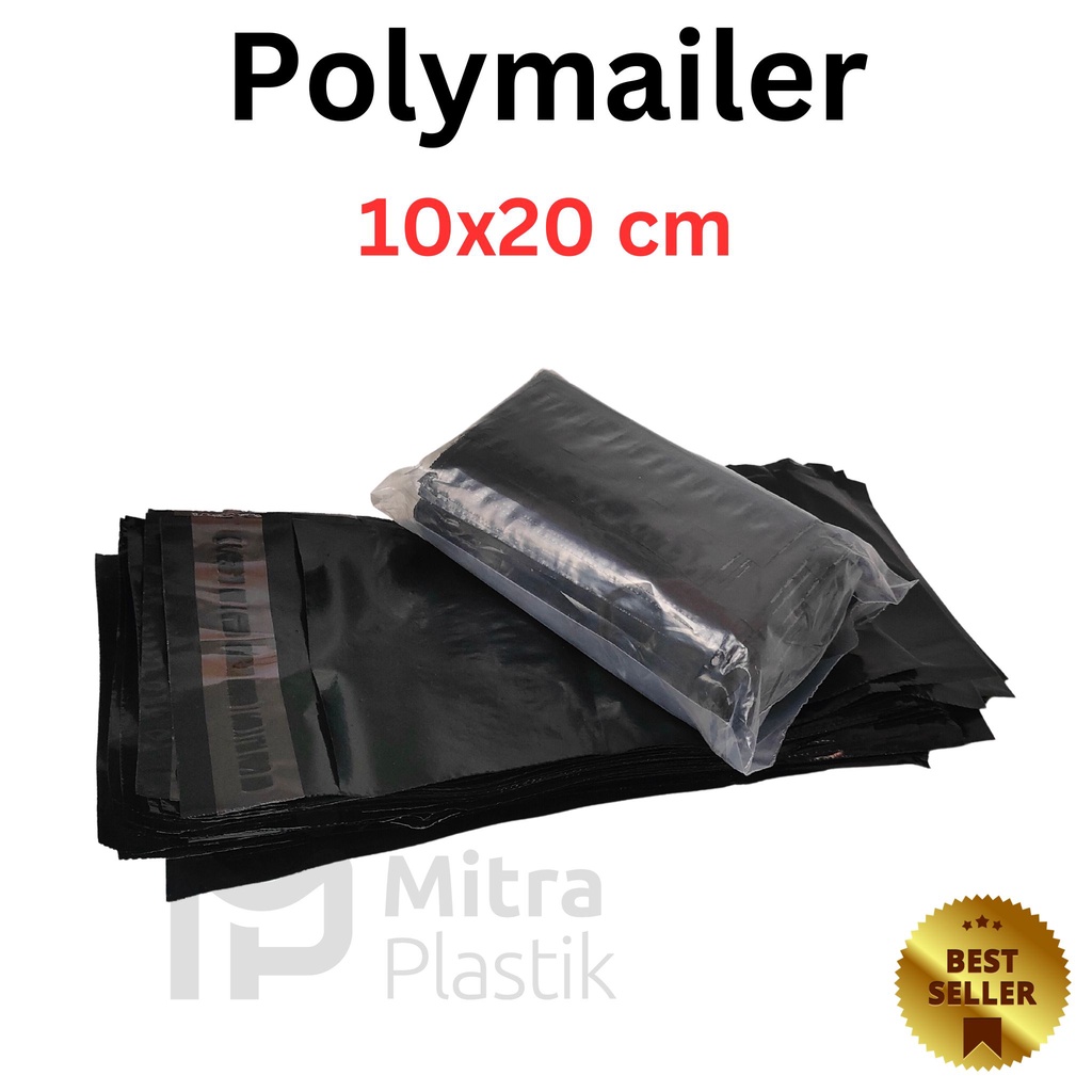 HITAM Plastic 10x20cm Contents 100pcs Packing Online Shop Black Semi Glossy Bag Glue Seal Envelope 10x20