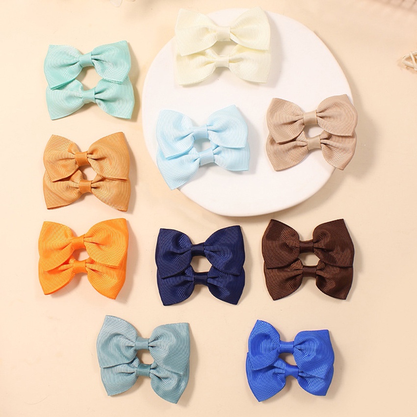 2pcs / Set Cute Children's Ribbon Hair Clips Hair Clips Ribbon Hair Pins Korean Style Kids