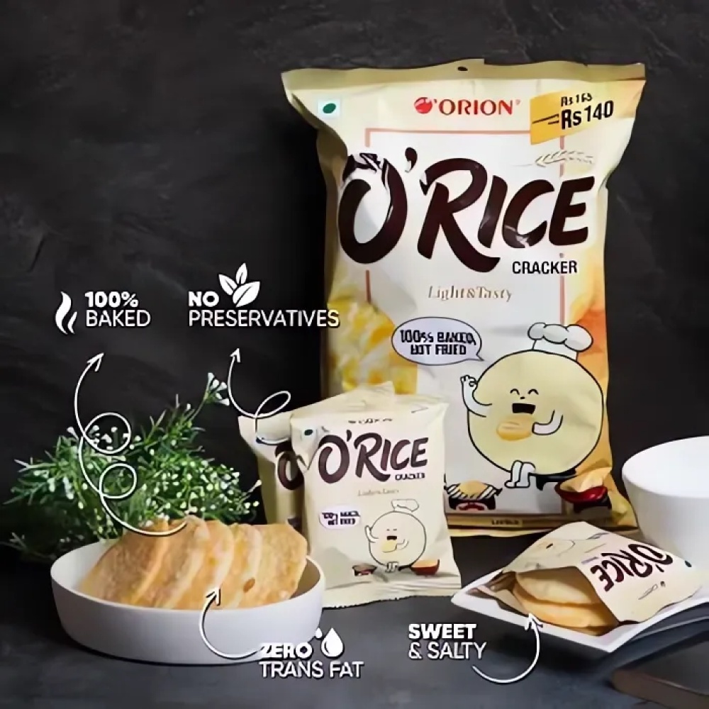 12 Packs Orion O'Rice Crackers Assorted Flavors, Baked Not Fried