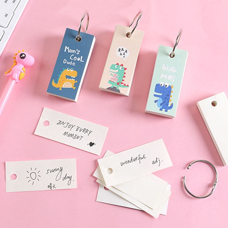 Durable Quality Cute Dinosaur Small Notebook Loose Leaf Word Card Message Study Course Tutorial Guide Kursus Versatil... - Image 3