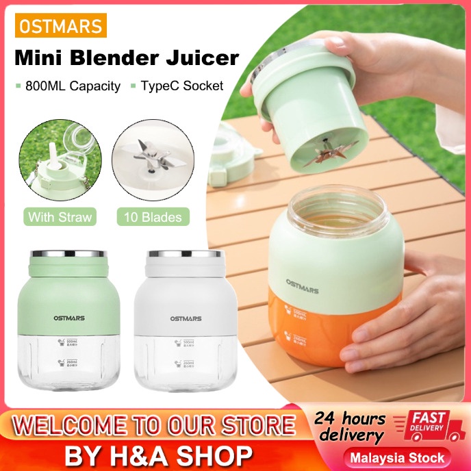 OSTMARS Blander mini Blender Kering Juice Shaker Blender Buah Jus Ice Crusher Ice Blended Machine Mesin Air Batu 800ml