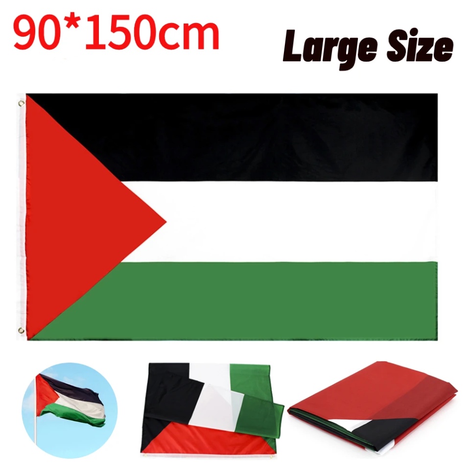 Ready Stock Bendera Palestin Palestinian Larger 150-90cm Solidarity Flag for Palestine GAZA Flag