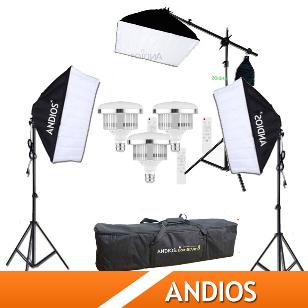 Pro Softbox Lighting Studio Light Photography Kit Camera Video Stand Boom Arm Lampu Soft Box Kamera Umbrella Lamp Andios