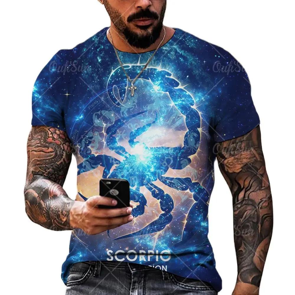 Summer men's T-shirt 3D printed Zodiac T-shirt clothing Short sleeve street clothing Vintage top T-shirt men's clothing