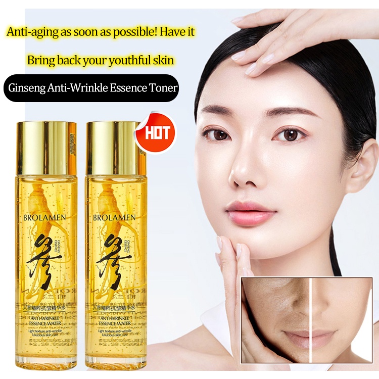 人參抗皺精華水Ginseng Extract Anti-Wrinkle Essence Water Facial Hydrating and Anti-aging Toner/Polypeptide Ginseng Serum