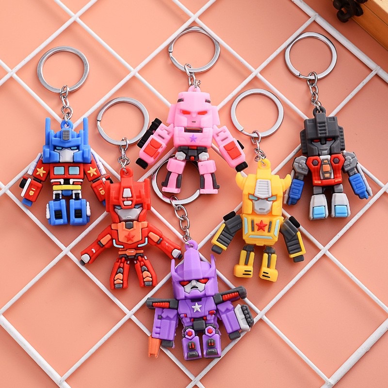 Colorful High Quality Transformer Megatron Optimus Prime Bumble Bee Rubber Keychain for Hand bag accessories cute gift