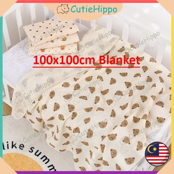 100x100 Newborn Baby Muslin Swaddle Kain Bedung Baby Towel Blanket Kain Selimut Napkin Lampin Baby Blanket Baby Swaddle