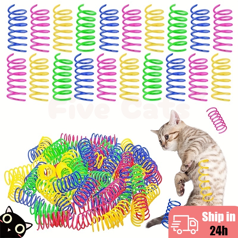 [COD]8 Pcs Cat Spring Toy, Cat Spiral Toys Interactive For Indoor Colorful Cats Plastic Springs Coil For Kitten Hunting, Swatting, Biting