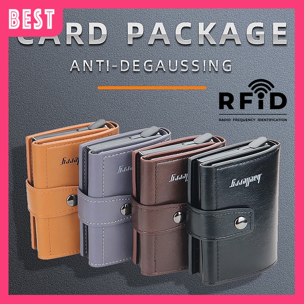 B172 RFID Pemegang Kad Lelaki Dompet Kad Pop Timbul automatik gesper anti-kecurian RFID Wallet RFID Dompet Card Holders