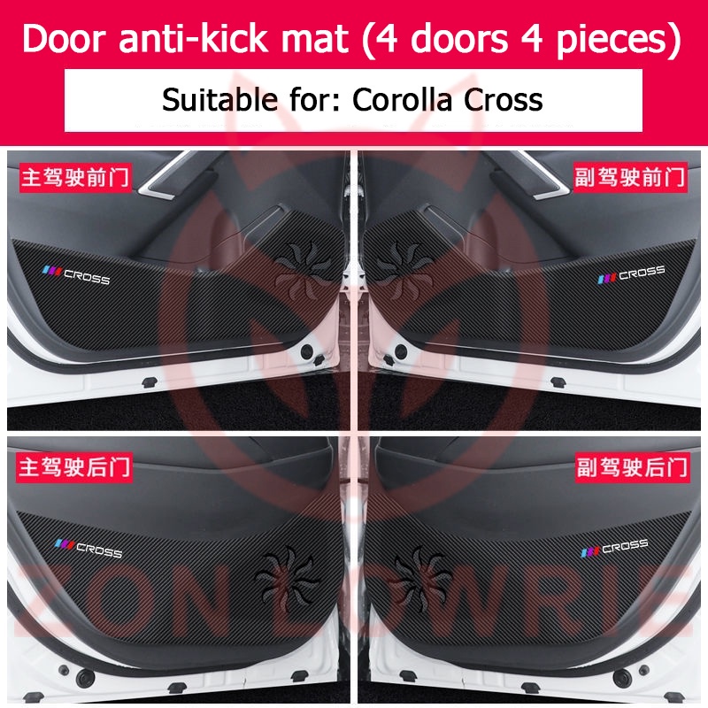 Have Quality TOYOTA CROSS 2019-2022 door anti-kick sticker carbon fiber leather cloth COROLLA CC protection co-pilot ... - Image 4