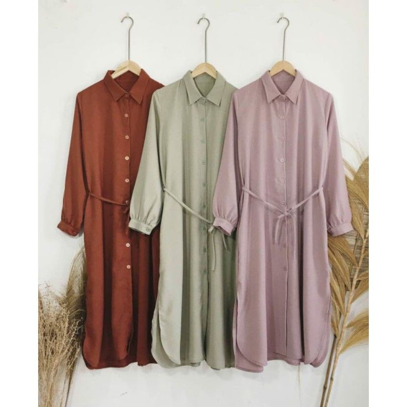 Reliable Purpose KEMEJA Latest Jumbo Muslim Women's Tunic Shirt Long Dress 2021 Contemporary Plain By Azka Quality Pr... - Image 3