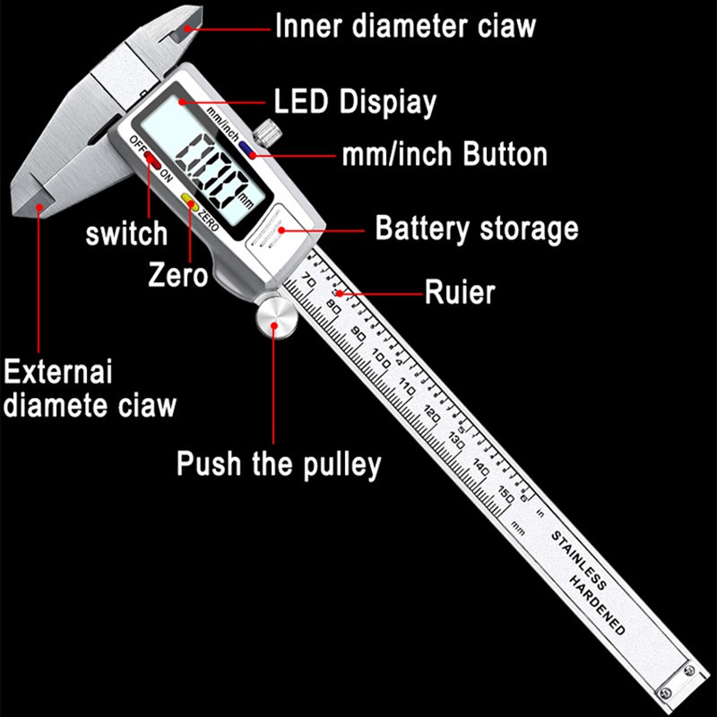Ins Repair KIPRUN Digital Metal Caliper Stainless Steel Vernier Calipers Electronic Micrometer Ruler Depth Measuring ... - Image 4