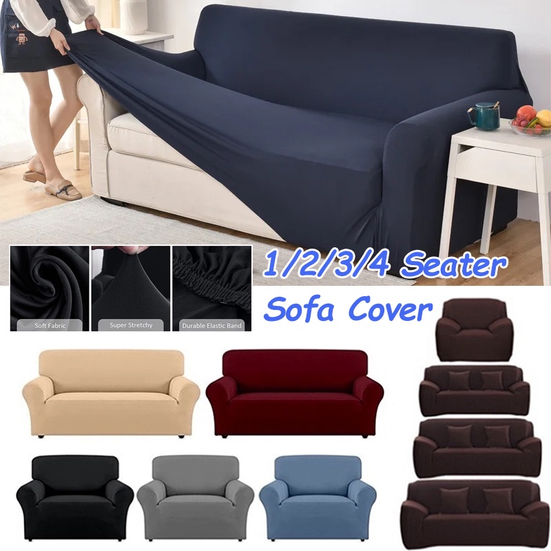 1/2/3/4 Seater Sofa Cover Elastic Dustproof Cover Sofa Cushion Cover Universal Slipcover Seat Cover Raya Decoration