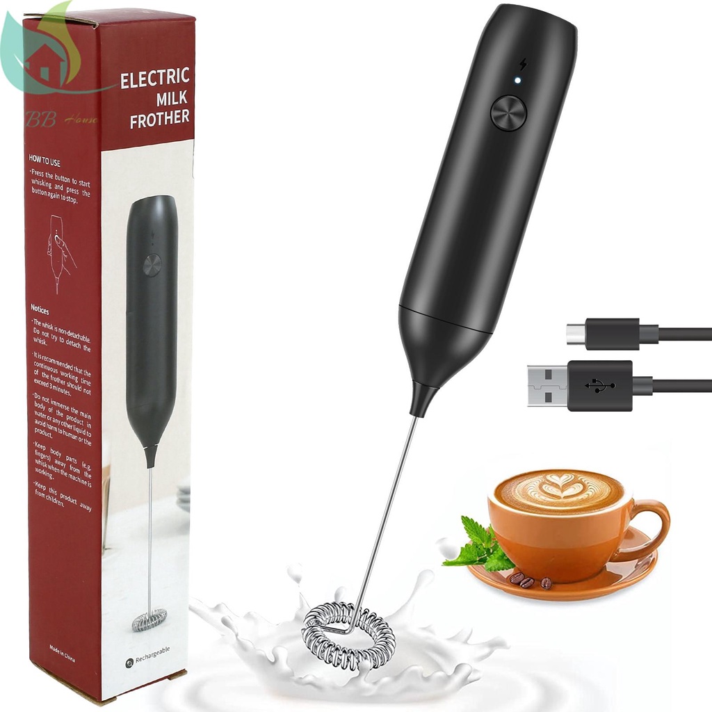 Electric Milk Frother 304 Stainless Steel Handheld Foam Maker USB Rechargeable Beverage Mixer SHOPQJC0128