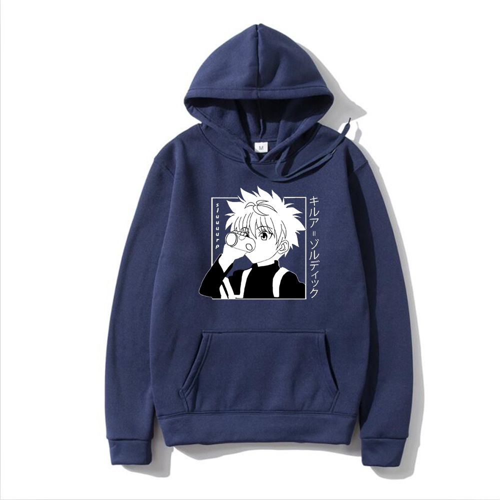 Durable Quality Kawaii Hunter X Hoodies Sweatshirt Killua Zoldyck Anime Manga Black Bluzy Tops Clothes - Image 3