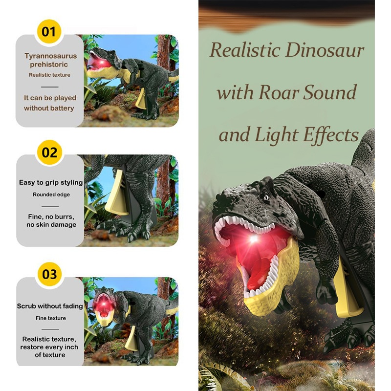 Have Essential Kids Dinosaur Toys Boys Girls 3+Years Old Swing 300° Head Tail Press Swingable Tyrannosaurus Rex Model - Image 2