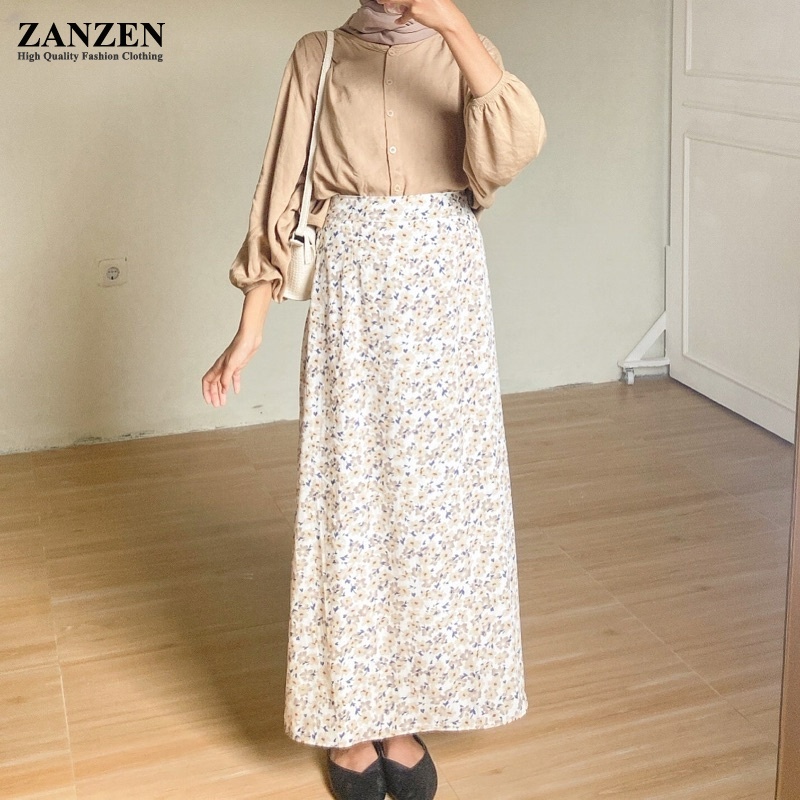 ZANZEN Floral SKIRT/DAILY KOREAN STYLE SKIRT/LILY FLORAL VINTAGE SKIRT