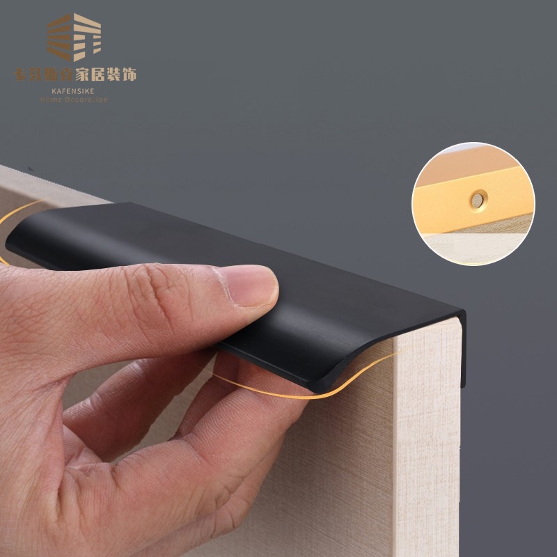 Quality Durable 8cm-100cm lengthen widened cabinet handle Drawer Wardrobe Modern extended aluminum alloy Black hand - Image 2