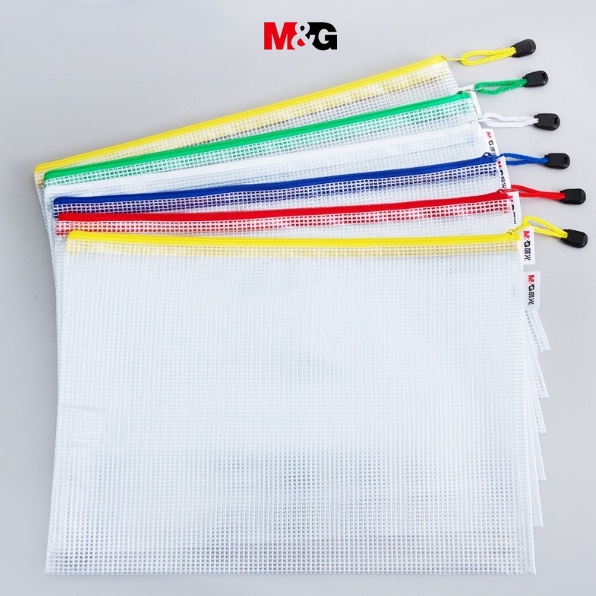 M&G stationery A4 file bag folder transparent file bag mesh zipper bag office file bag information bag student test paper ticket storage side bag plastic waterproof