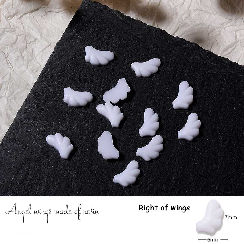 Premium Durable Rou Bao NEW 50pcs Nail White Angel Wing Girly Simple Sailor Moon Left Right Resin Art 3D DIY Decorati...