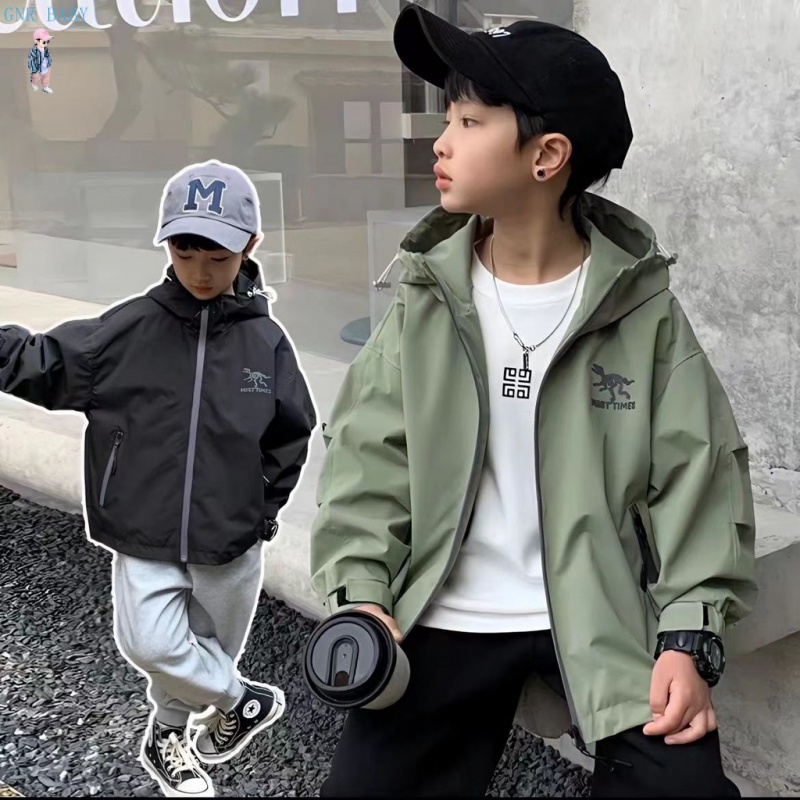 GNR BABY3-12y 男童外套boys windproof rushing jacket middle and large children casual hooded jacket children jacket top boy jacket