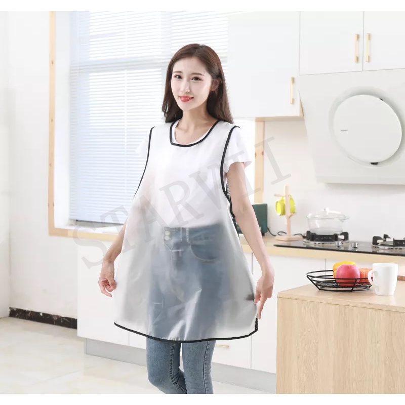 Pool Baking 「Ready Stock」New Upgraded Waterproof Oilproof Apron Kitchen Household Cooking Transparent Swimming - Image 2
