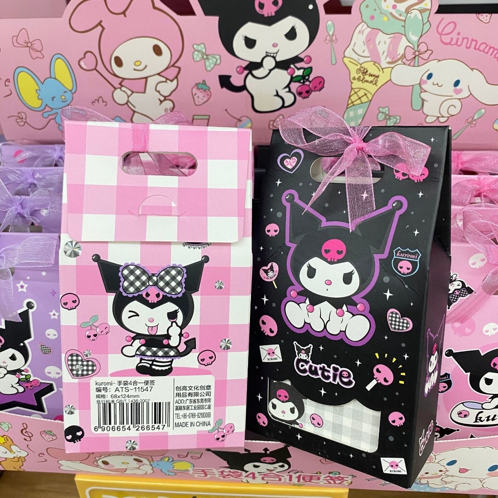 Trendy Portable Sanrio Notepad Four-in-One Kuromi Melody Cinnamoroll Cartoon Cute Gift Bag Shape Packaging Tearabl - Image 3