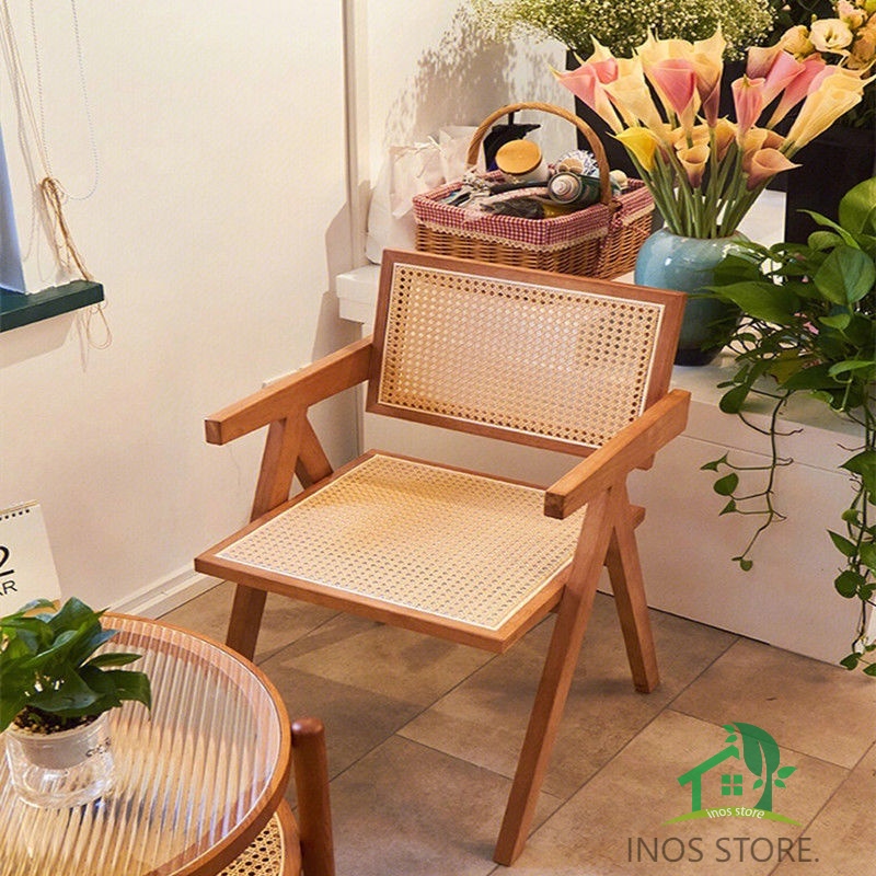 🔥Nordic Solid Wood Rattan Chair / Home Balcony Leisure Dining Chair🔥