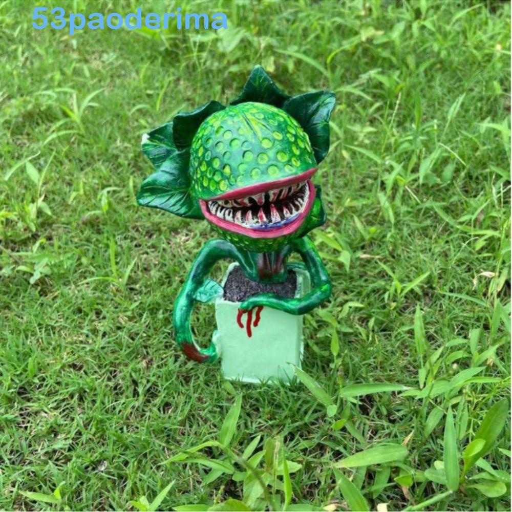 PAODERIMA Carnivorous Plant Statue, Lifelike Artificial Piranha Flower Statue, Halloween Decor Resin Horror Cannibal Plant Figurines Haunted House