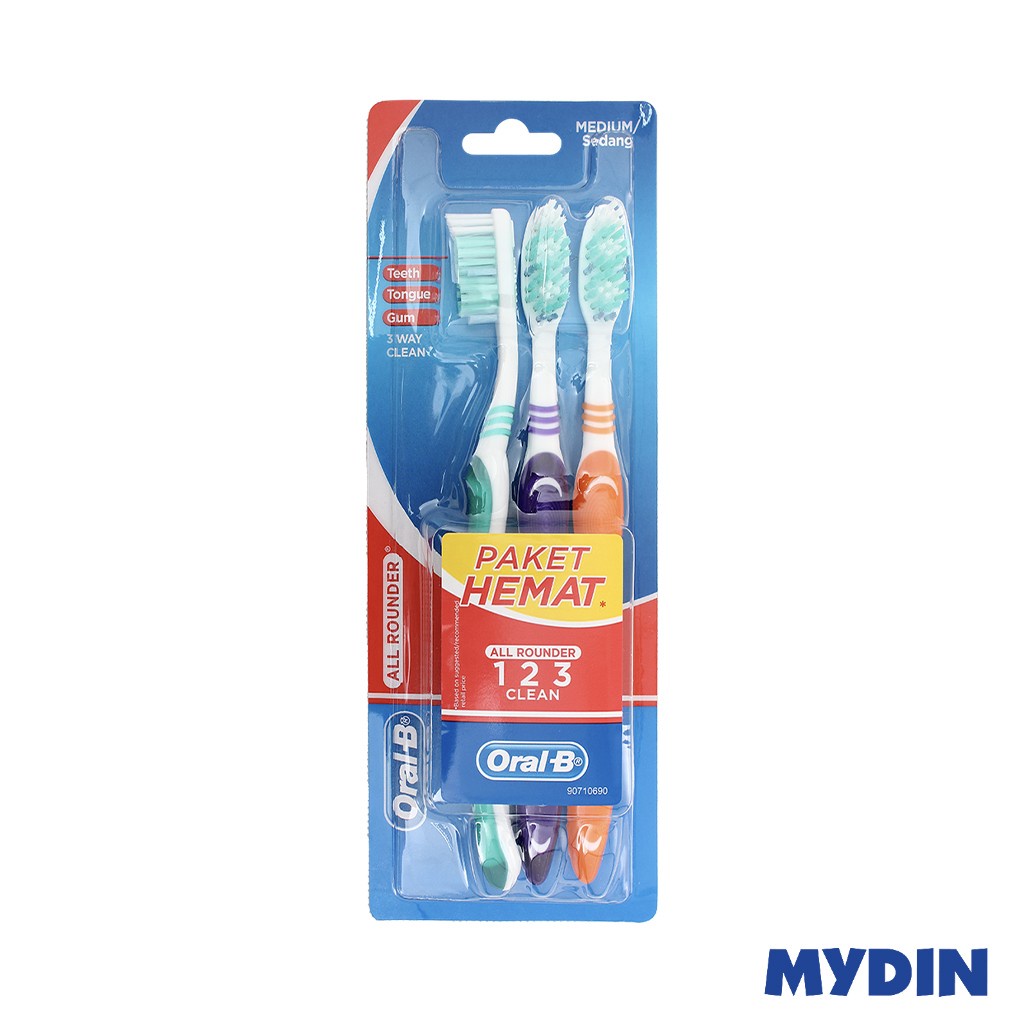 Oral B All Rounder 123 Toothbrush Medium (3's)