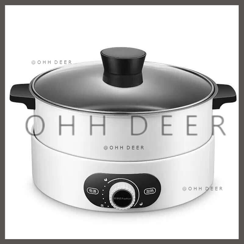 OHHDEER 4L Multi Cooker Electric Skillet Multi-Purpose Split Body Pot Steamboat Pot Non stick