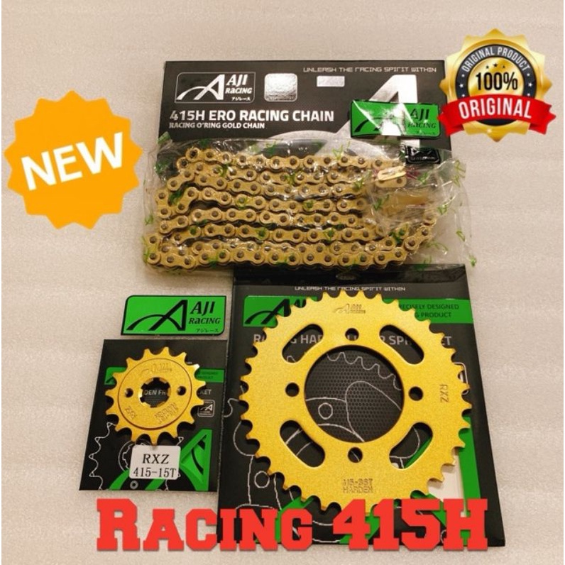aji racing LC135 RXZ Y125 Y110 Y100 LAGENDA110 415H O-RING AJI Racing Chain/HeavyDuty Chain+Aji Sprocket Set 415