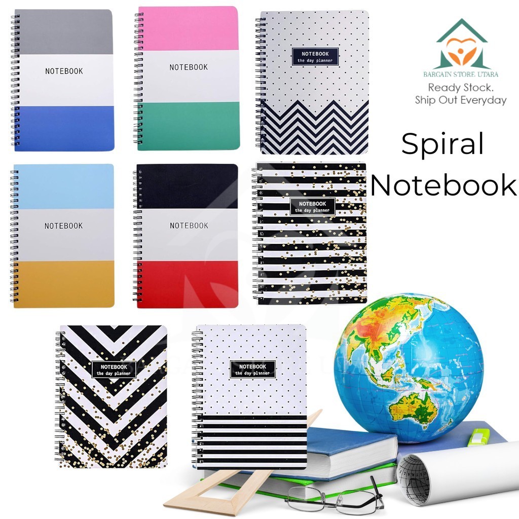 BSU Cute Hardcover Notebook Stylish Spiral Memo Book Journal Daily Notes Catatan Harian Sekolah Pejabat Nota Aesthetic