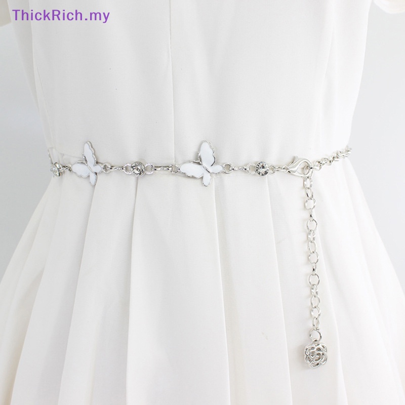 ThickRich Trendy Butterfly Decoration Metal Chain Belt Adjustable Elegant Slim Thin Body Waist Chain Dress Sweater Pendant Decoration Belt Gift MY