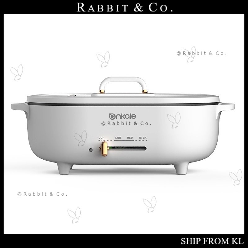 R&C ANKALE 3L Electric Hot Pot Multifunction Electric Cooking Pot Non-Stick Cooker Hot Pot with 2 Layer Food Steamer