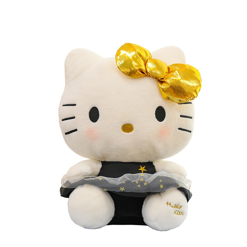 Must Essential 2023 New Style Large Black Gold Hello Kitty Kuromi Girl Cute Plush Toy Doll Children Influencer KT Cat - Image 3
