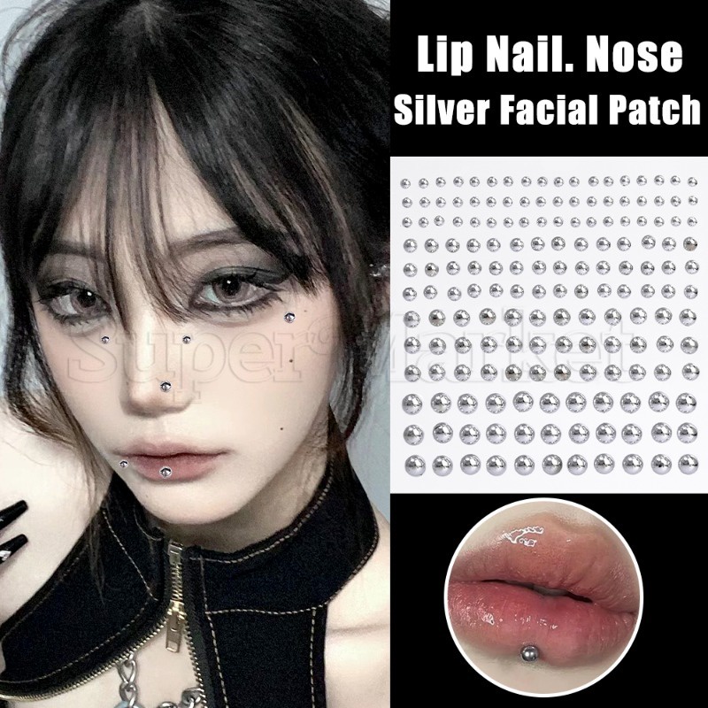 Spicy Girl Lip Stud Stickers / Self-adhesive Eyebrow Stud Paster / Costume Party Tattoo Patch / Non Piercing Body Jewelry / Punk Hip Hop Fake Nose Ring / DIY Art Decoration