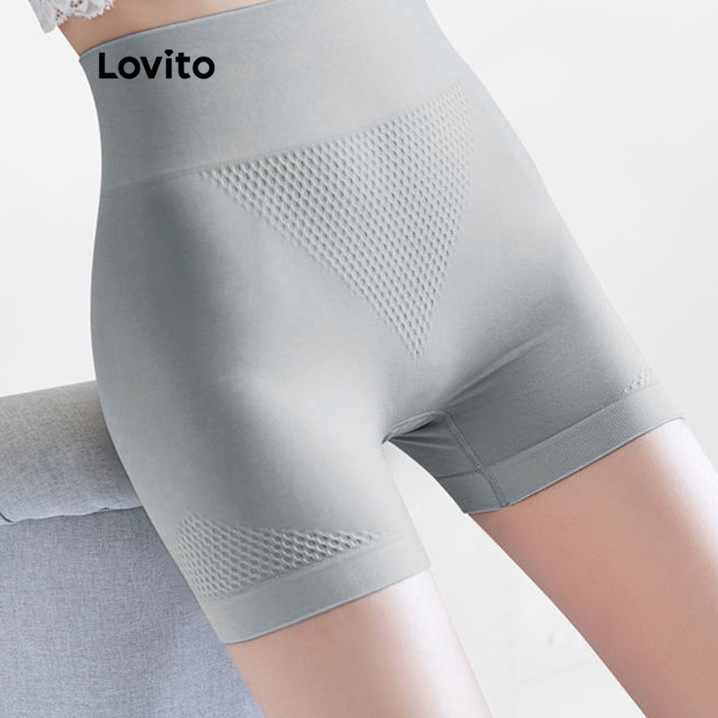 Have Quality Lovito Casual Plain Wide Bend Waist Boyshorts Corsets Shapewear Women L48L056 (Apricot/Grey/Pink/Black) ... - Image 2