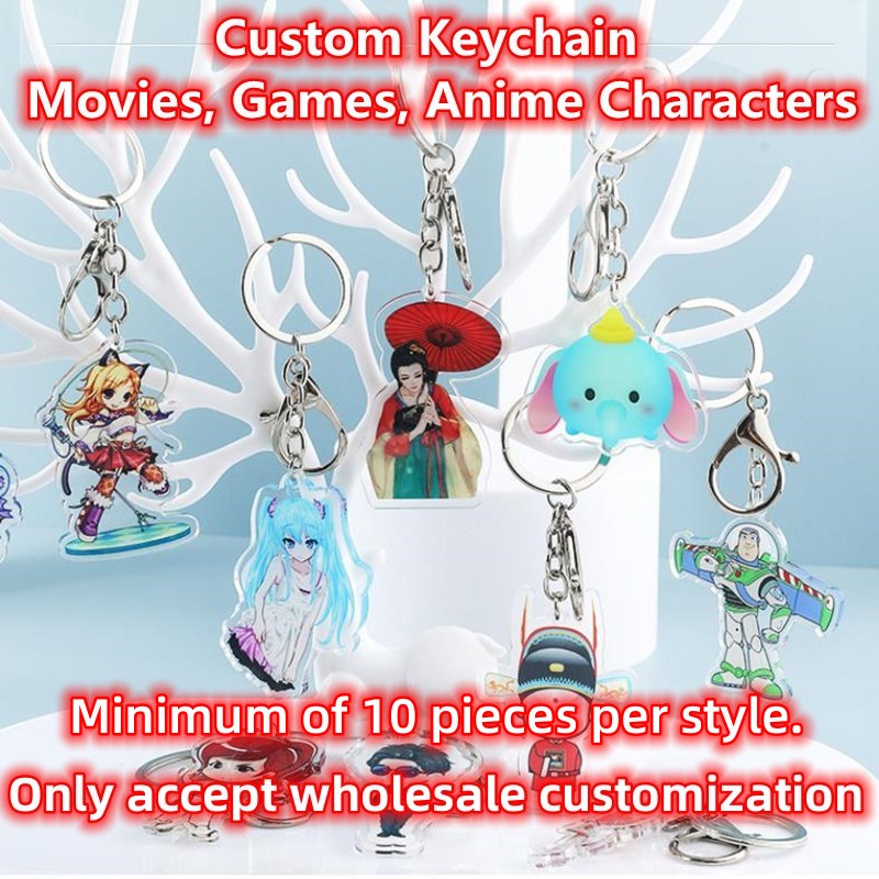 LT Wholesale Custom Holographic Finish Transparent Acrylic Customized Keychain Griptok Phone Holder Book Binder Clips Pins Game Anime Star Photos Souvenirs Retail Party Gift