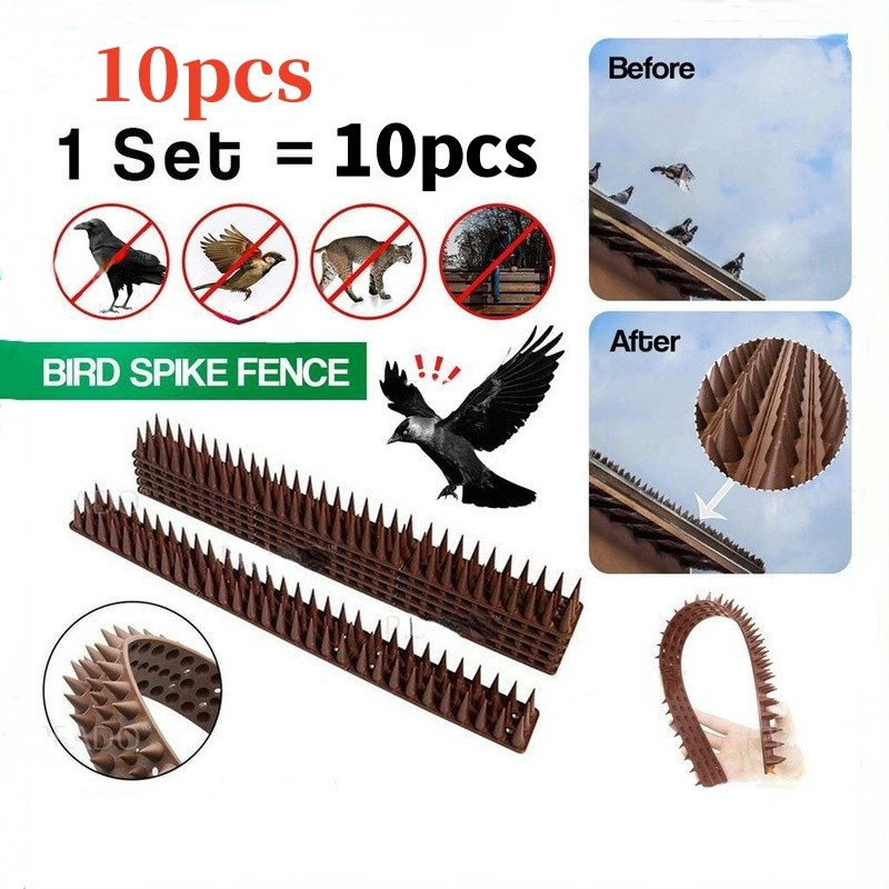 10 Pack Plastic Bird Spike Defenders Cat Squirrel Thief Animal Repellent Keep Pigeon Crow Security Defend Fence Rail Roof Safety Bird Nails