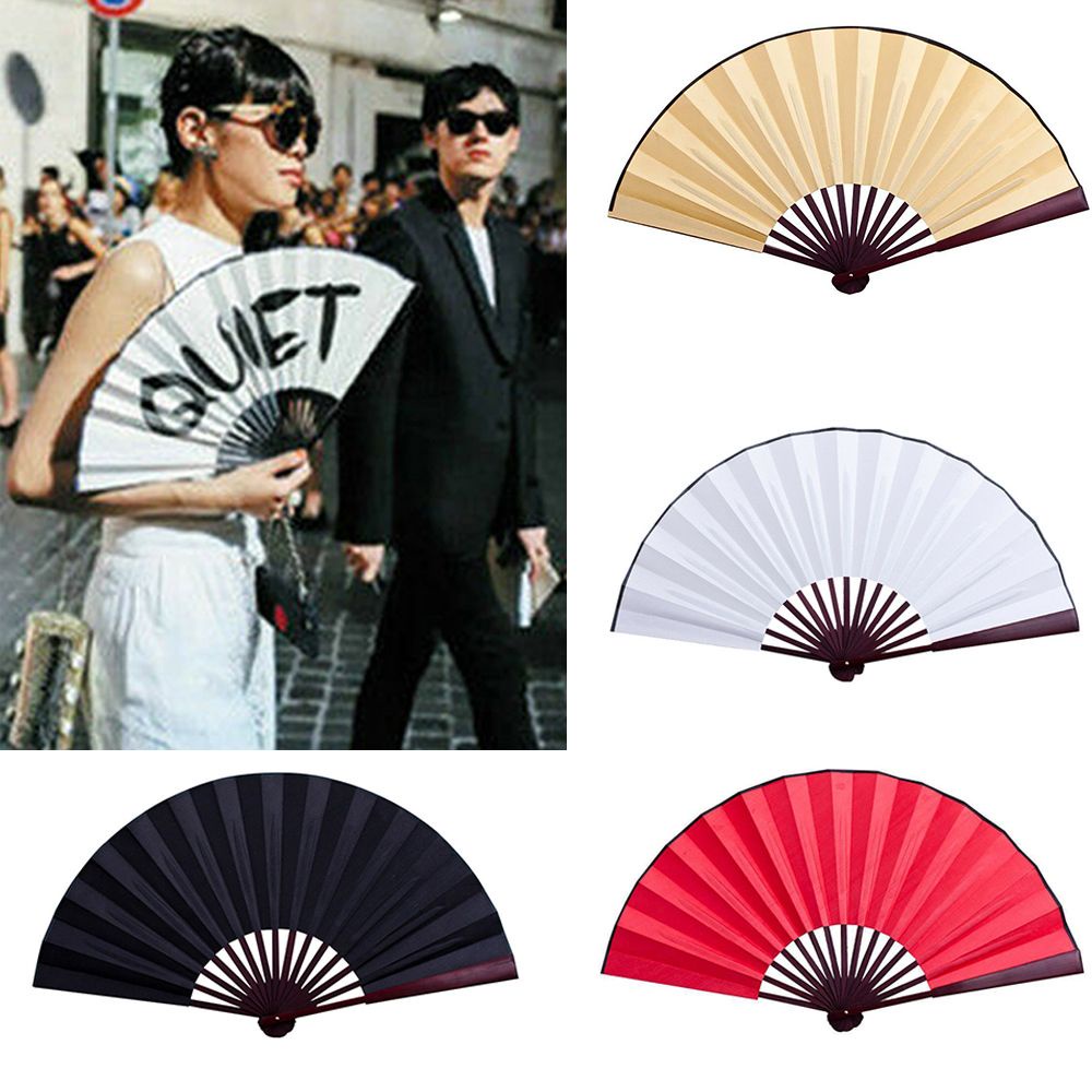 Quality Essential Unique Folding Fan: Graffiti Design Calligraphy Canvas Chinese Style Ideal Parties DIY Gifts! Have