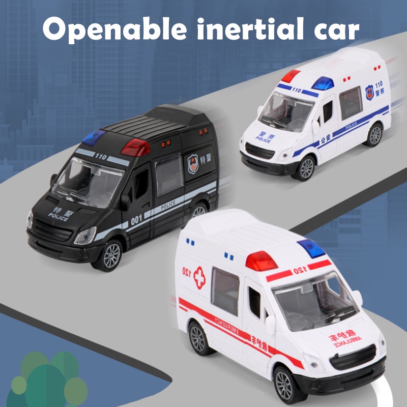 Educational Toys For Kids Urgent Ambulance Police Car Fire Truck Can Open The Door Inertia Diecast Model Toy Vehicle Mo