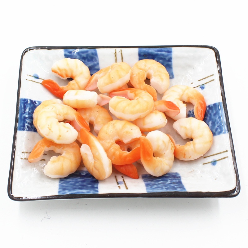 5 Pcs Artificial Mini Shelled Fresh Shrimps Food Model Simulation Fake PVC Shrimp Seafood Model Dishes Display Photography Props