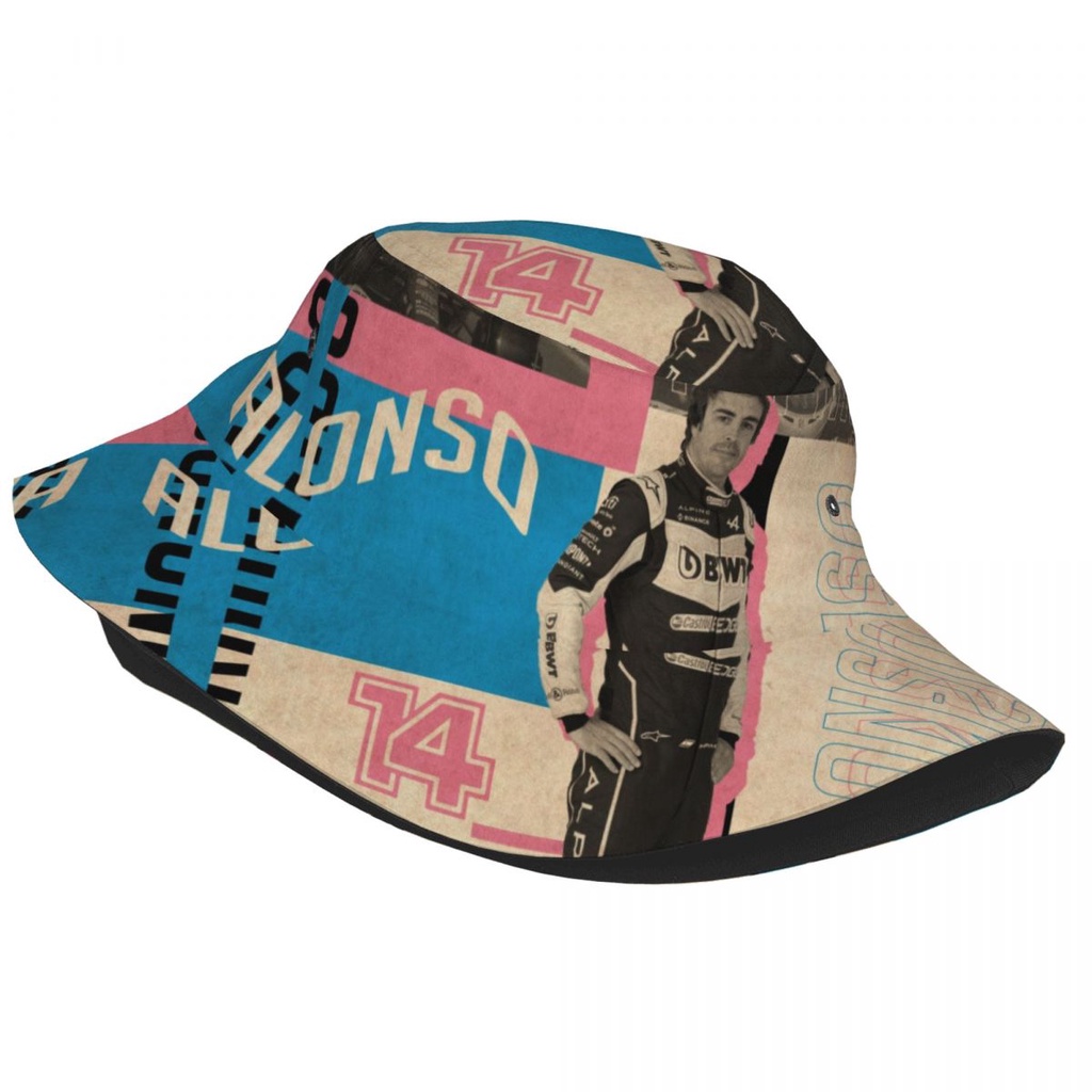 New Brawl Time-Fernando Alonso Adult Sunshade Bucket Hat Bucket Hat Sun Hat Female Japanese Style All-Match Street Wear Hip-Hop Korean Version Hat Male ins Harajuku Port Style Small Brim Basin Hat Must-Have Sunscreen Hat Travel Leisure All @