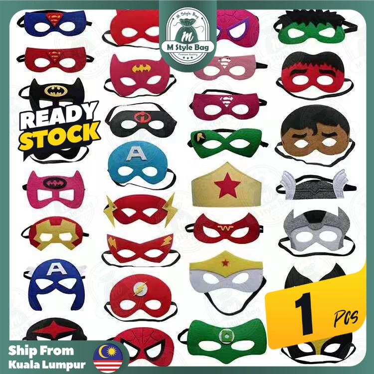 [1pcs] Superhero Felt Mask Party Gift Superman Hulk Batman Spiderman Wonder Women Cosplay Costume